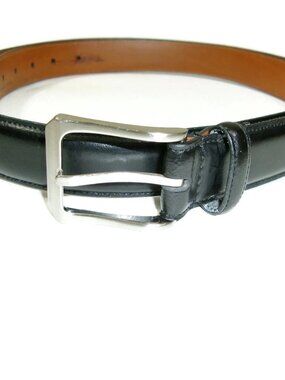 Jos. A. Bank Mens Black Genuine Italian  Leather Belt Silver Buckle Size 48
